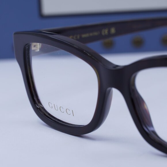 Gucci GG1259O 005 Rectangle 54mm Eyeglasses - Dark Havana - Picture 5 of 12